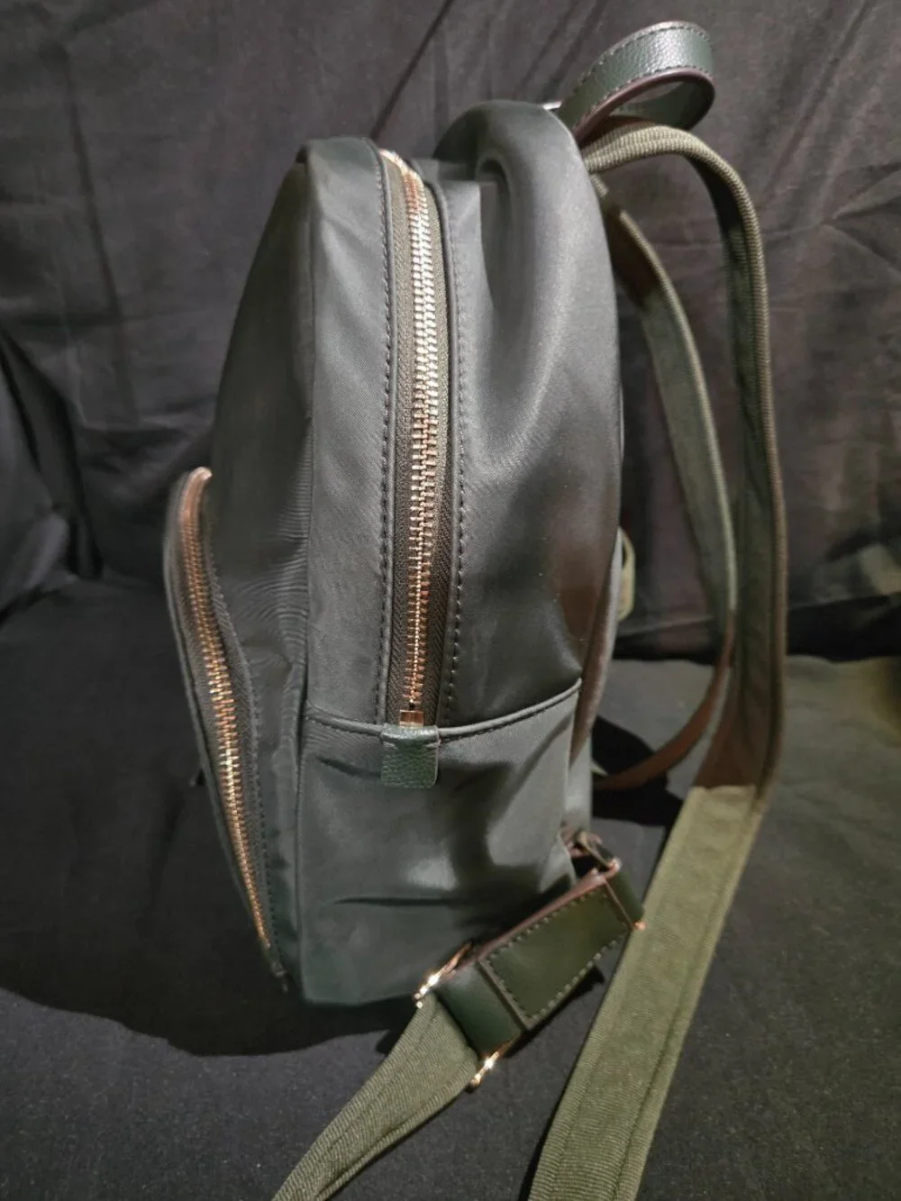 Kate Spade Olive Green Nylon Mini Backpack Gold Tone Hardware